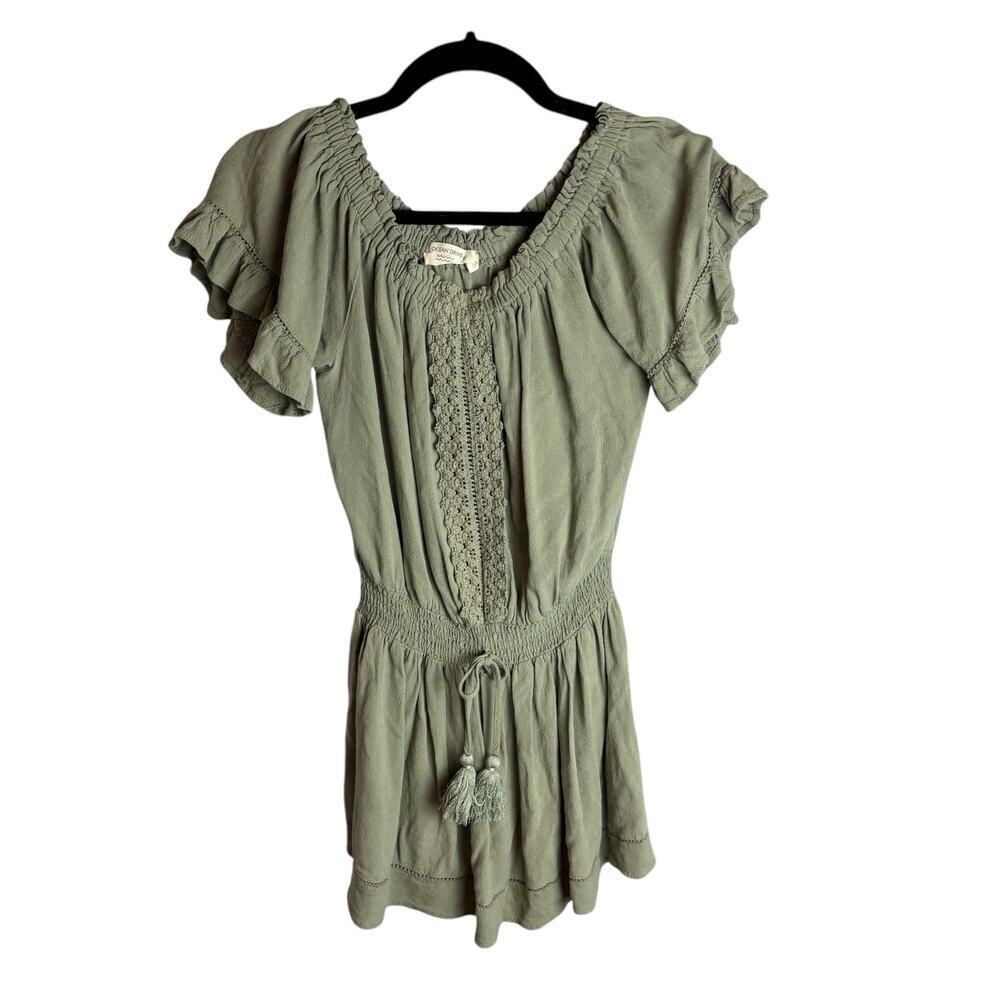 Ocean Drive Beachy Boho lace tunic with cinched waist sz Sm
